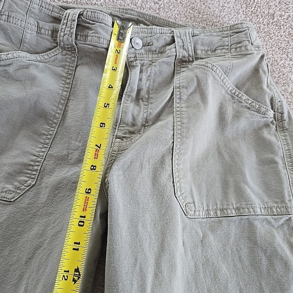 American Eagle Stretch Stovepipe Canvas Pants Green Sz 10 Long Festival Y2K - Picture 12 of 16